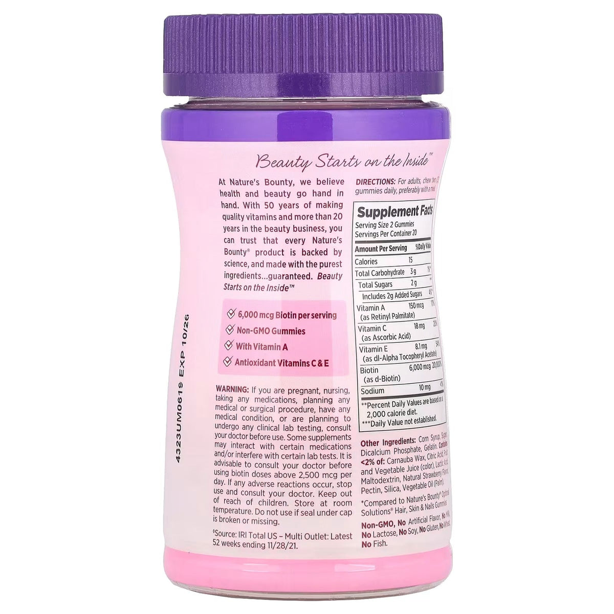Nature’s Bounty biotin gummies for hair skin and nails strawberry