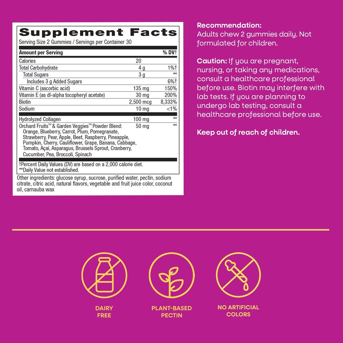Hair growth biotin gummies with collagen dietary supplement