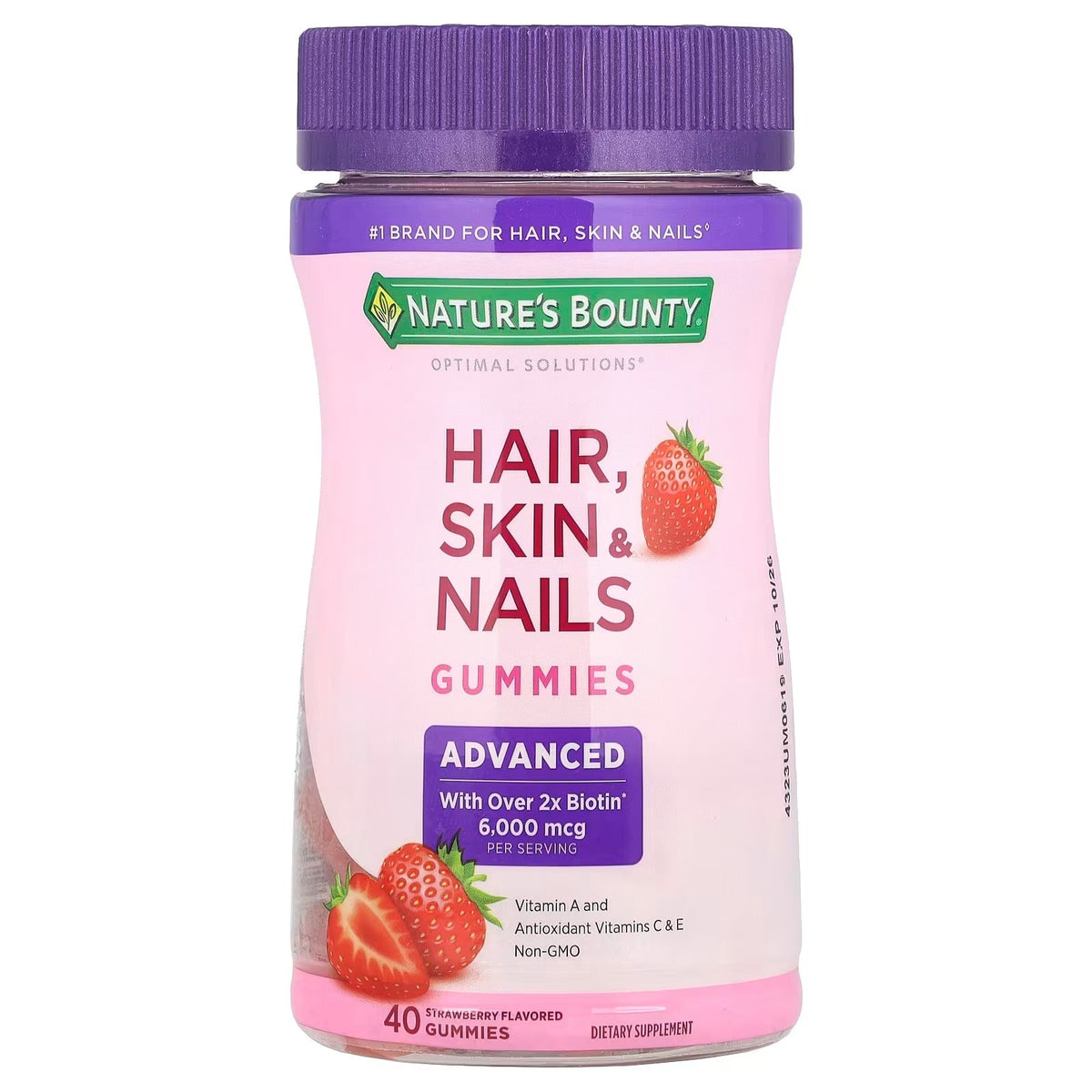 Nature’s Bounty Advanced Hair Skin and Nails Gummies 6000 mcg biotin 40 count