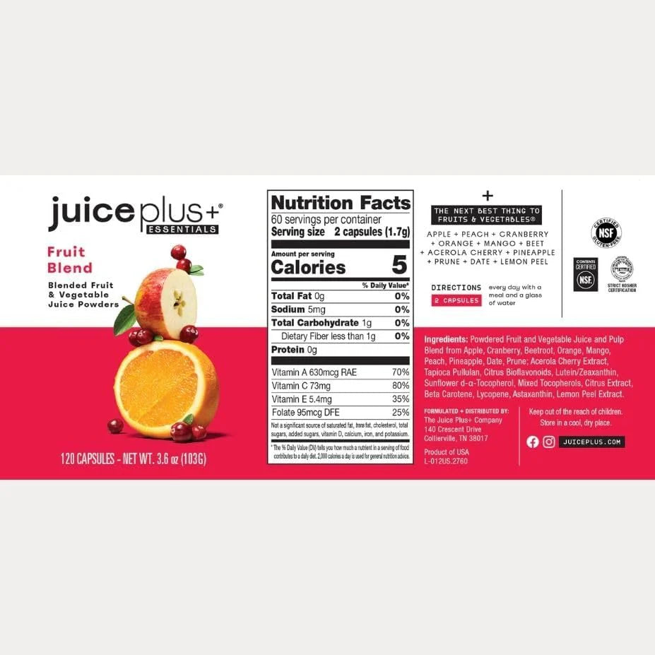 Juice Plus+ Fruit & Vegetable Capsules – Whole Food Nutrition, 120ct - WONEXA