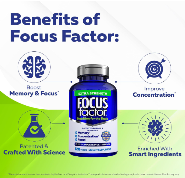 Focus Factor Extra Strength memory and focus supplement 120 tablets
