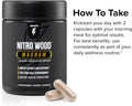 Black supplement container labeled 'Nitro Wood Magnum' with capsules 