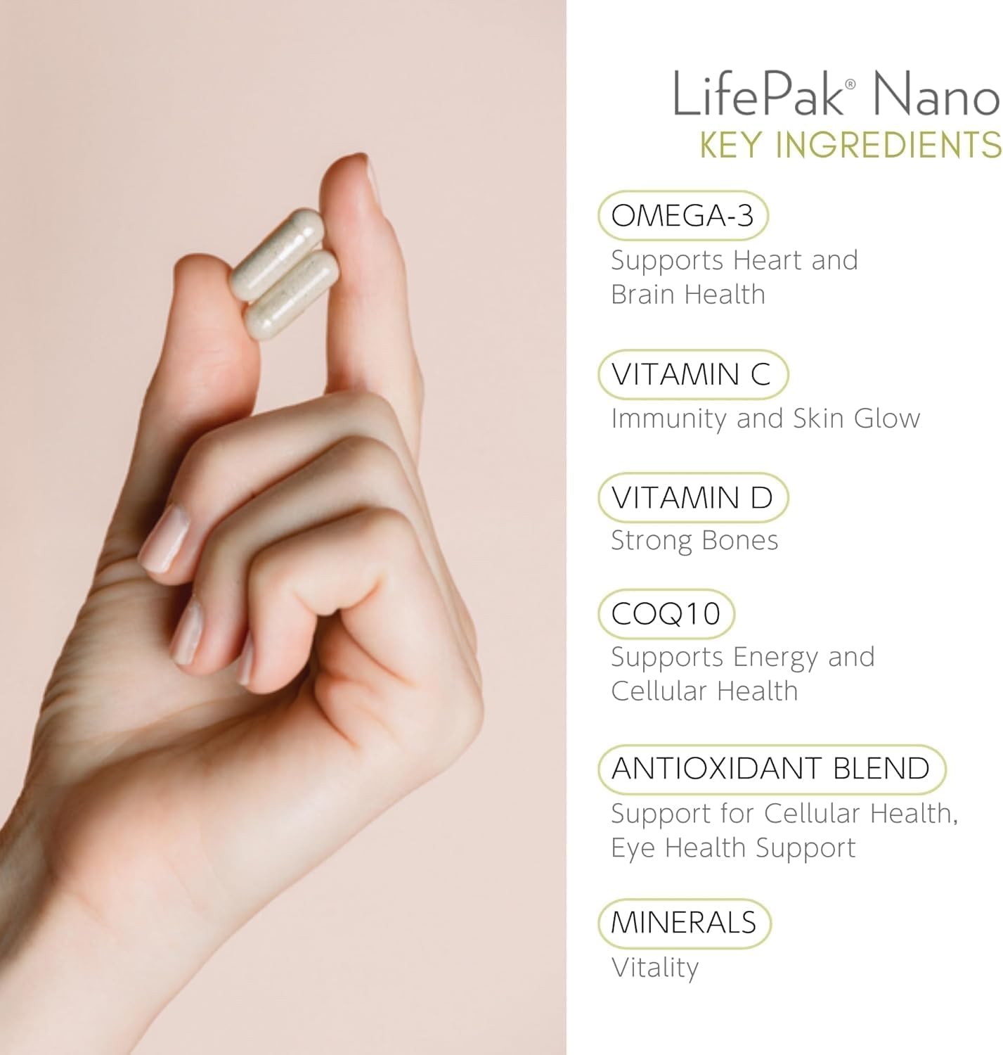 Nu Skin LifePak Nano Daily Multivitamin Supplement 60 Individual Packets for Energy, Immune and Heart Health