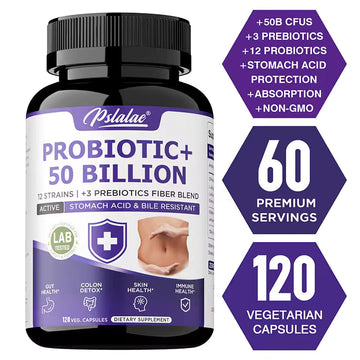 Probiotic 50 Billion CFU supplement with 12 strains and prebiotics
