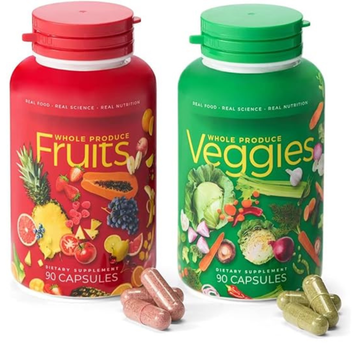 Superfood Fruits & Vegetables Capsules - Whole Food Green Supplement for Energy, Immune Support & Daily Nutrition, 180 Count (90 Fruit + 90 Veggie)