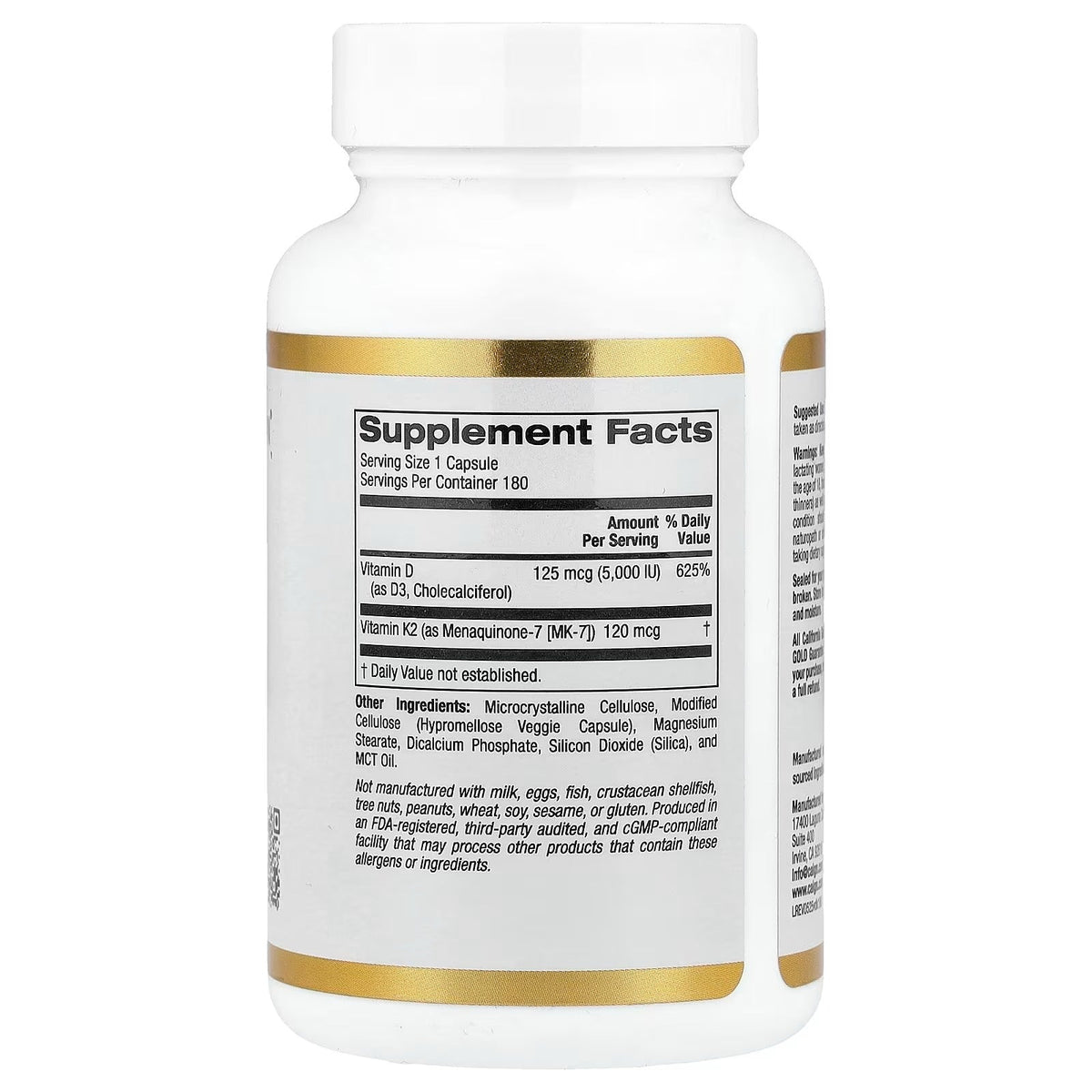 California Gold Nutrition Vitamin D3 K2 capsules