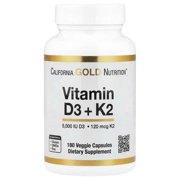 Vitamin D3 K2 5000 IU supplement 180 veggie capsules