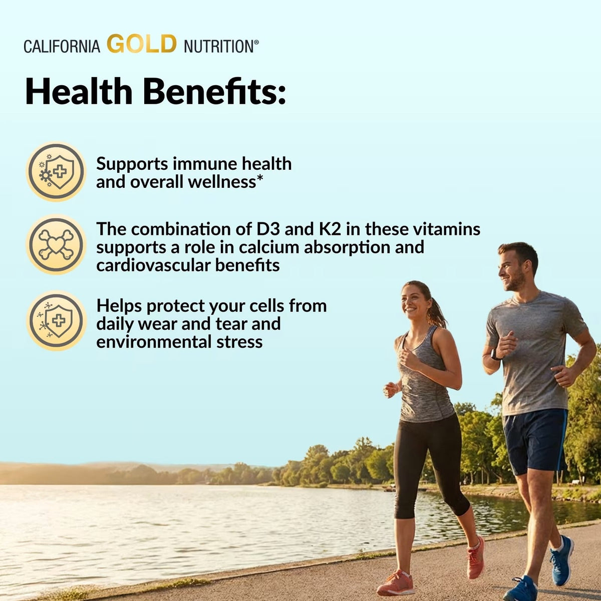 Vitamin D3 and K2 daily supplement capsules