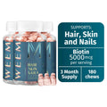 WEEM Hair, Skin & Nails Gummies – Vegan Biotin Formula, 60ct