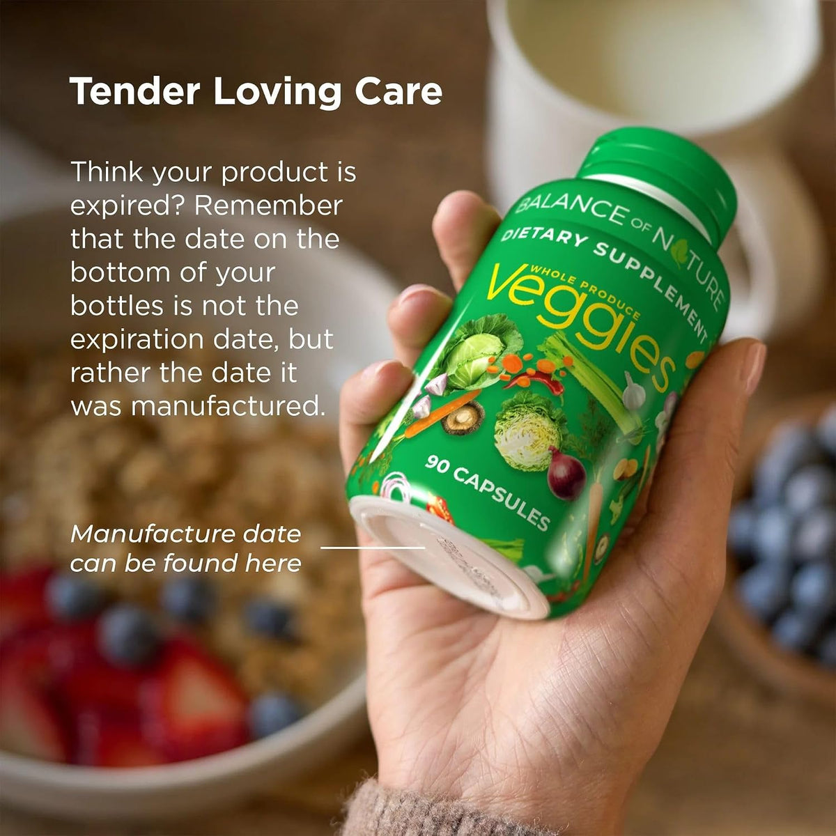 Balance of Nature Fruits & Veggies supplement bottles with capsules