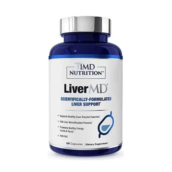 1MD Nutrition LiverMD Healthy Liver Support Supplement - Scientifically Formulated Detox & Liver Health Caplets, 60 Count
