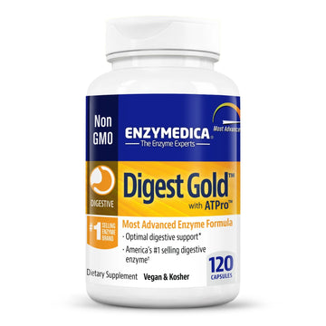 Enzymedica Digest Gold Enzyme Supplement with ATPro - Advanced Digestive Support for Bloating, Gas & Nutrient Absorption, 120 Capsules