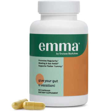 Emma Gut Health Support Capsules - Digestive Health Supplement for Bloating, Gas Relief & Gut Balance, 60 Count