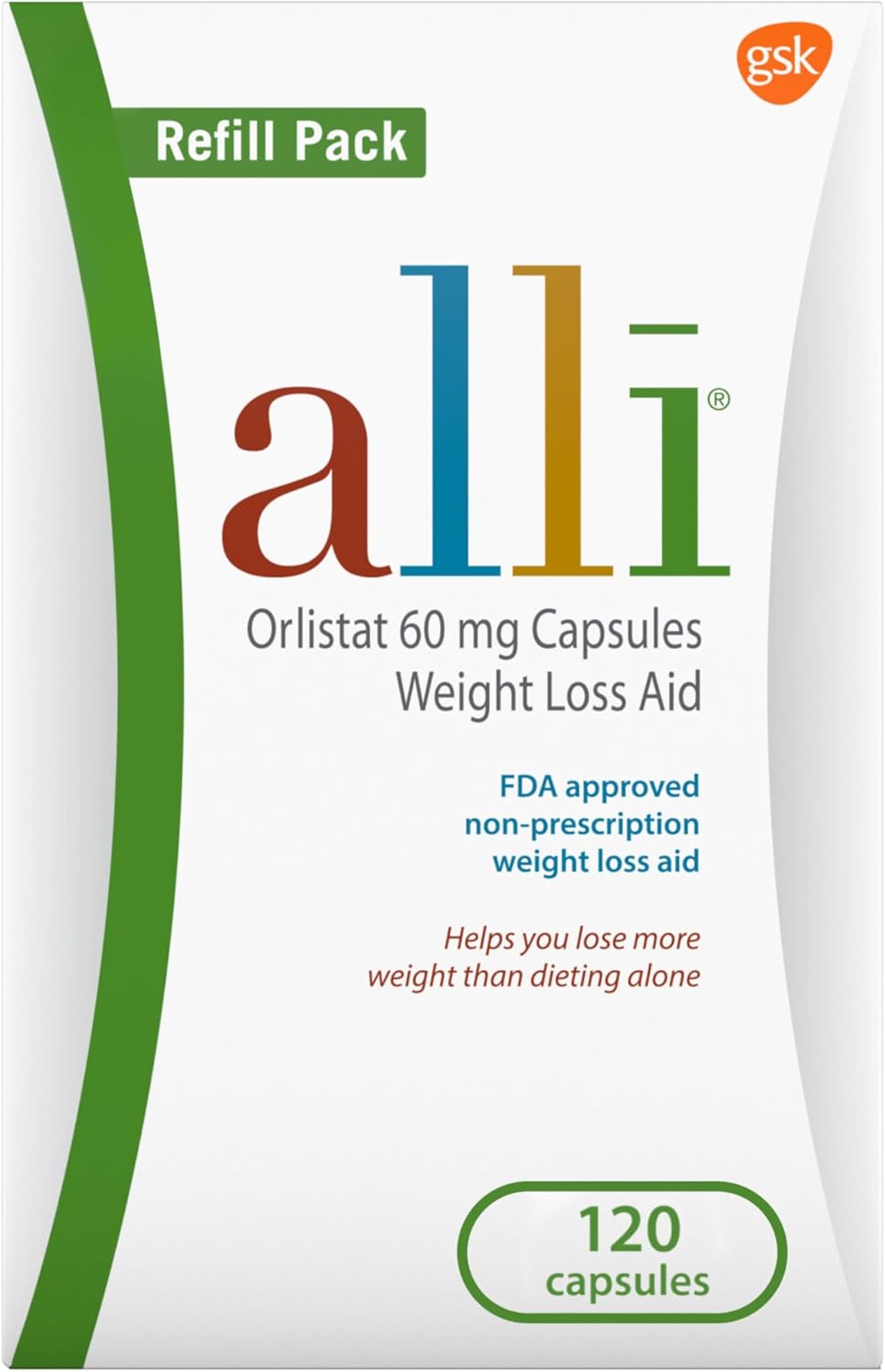 alli Weight Loss Aid Capsules – Orlistat 60mg, 120 Count Refill Pack - WONEXA