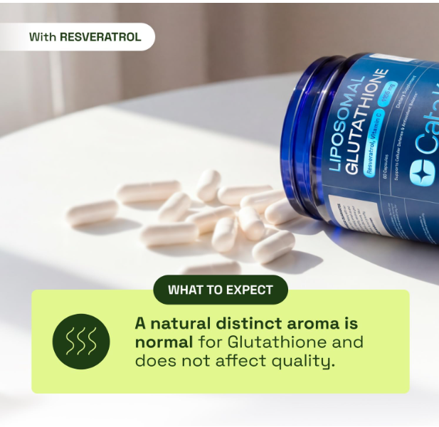 Cata-Kor liposomal glutathione supplement facts with resveratrol, vitamin C, B2 and selenium