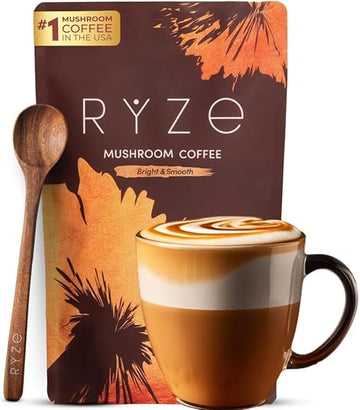 RYZE Superfoods Mushroom Coffee – Organic Adaptogenic Mushroom Coffee with Lion’s Mane & Turkey Tail for Energy, Focus & Wellness