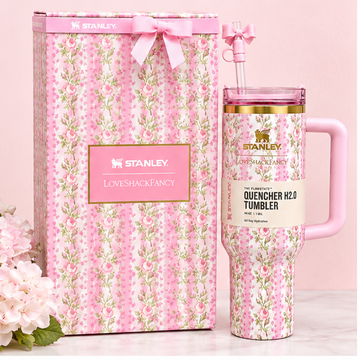 Stanley x LoveShackFancy Quencher H2.0 40 oz tumbler in pink floral, Christmas gift tumbler