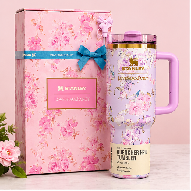 Stanley x LoveShackFancy Quencher H2.0 FlowState Tumbler 40 oz – Pink Floral