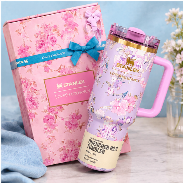 Stanley x LoveShackFancy Quencher H2.0 FlowState Tumbler 40 oz – Pink Floral